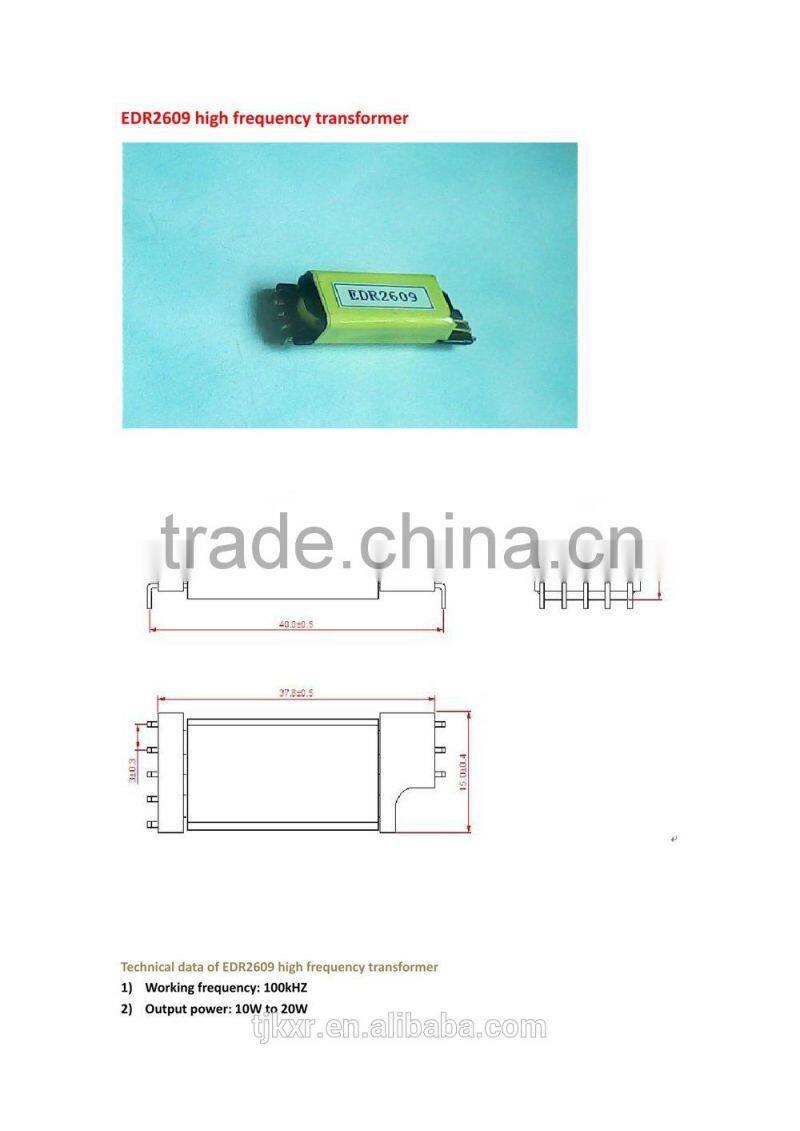 CE, ROHS approved, EDR2609 high frequency transformer
