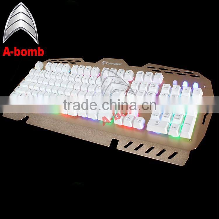 2016 A-bomb waterproof LED mechanical keyboard with metal material and ABS