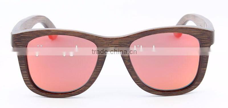 Fashion Designer Brown Stained Bamboo Sunglasses Red Mirror Polarized Oken Glases Eyewear