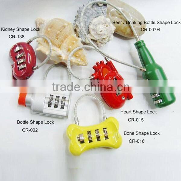 top security mini wire luggage lock code padlock in bone locks