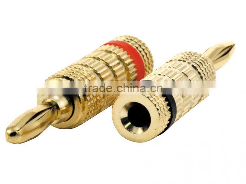 Double banana plug 24 Carat Gold-Plated in Red / Black Set