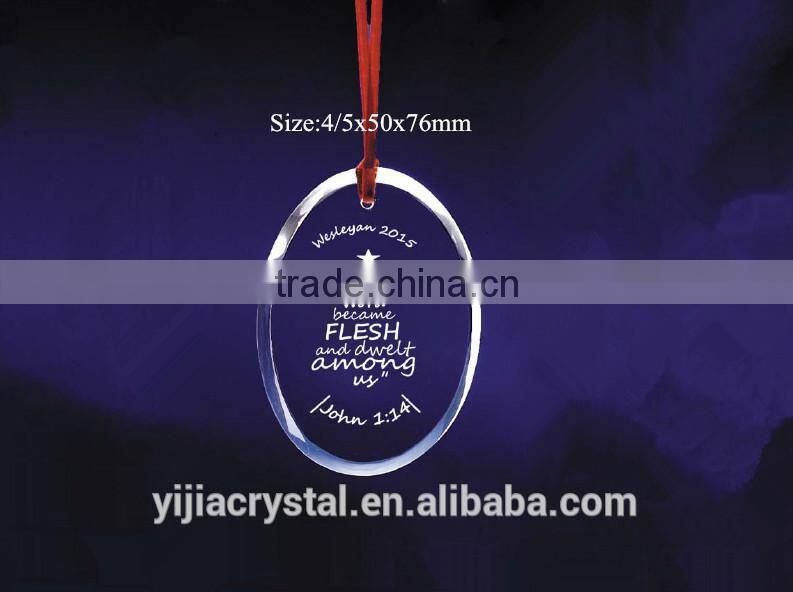 Crystal Christmas Ornament, Oval Shape Glass Ornament for Gifts