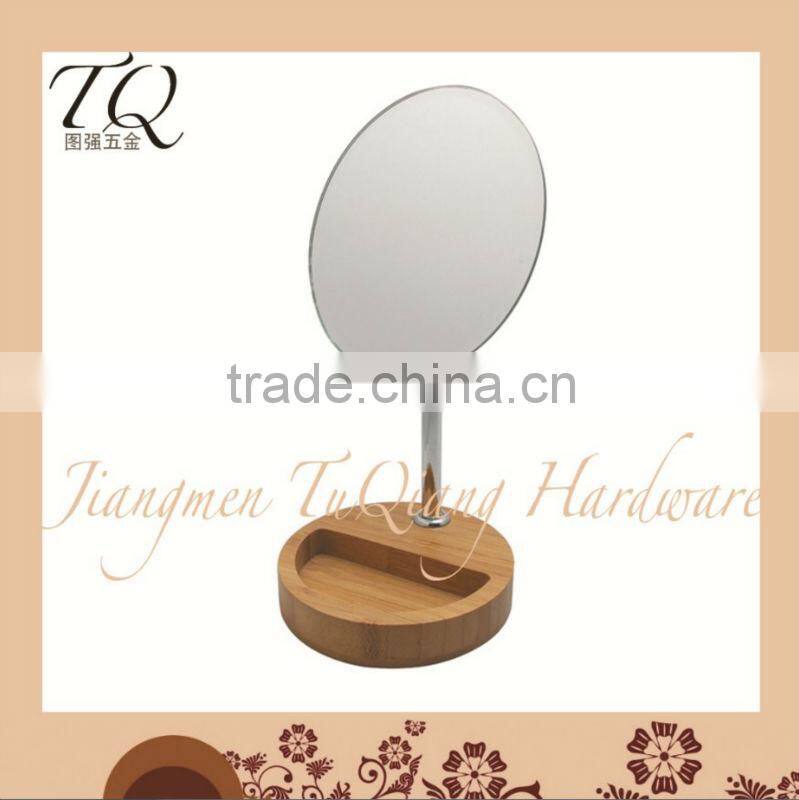 Double Side 7 inch Round Decorative Wooden Makeup Mirror