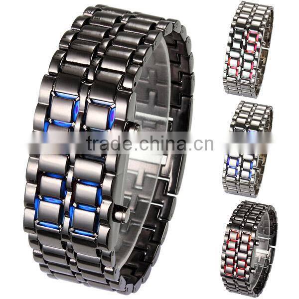 Lava iron samurai watch led men women size gun silver watches watch led