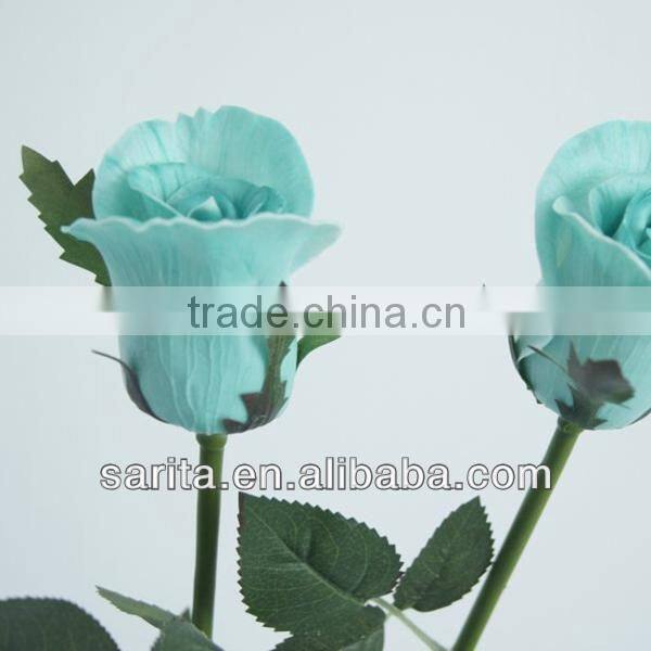 factory price artificial real touch flower rose with blue colors