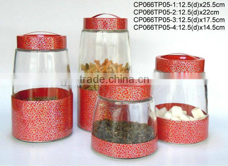 CP066TP07 round glass jar with metal casing