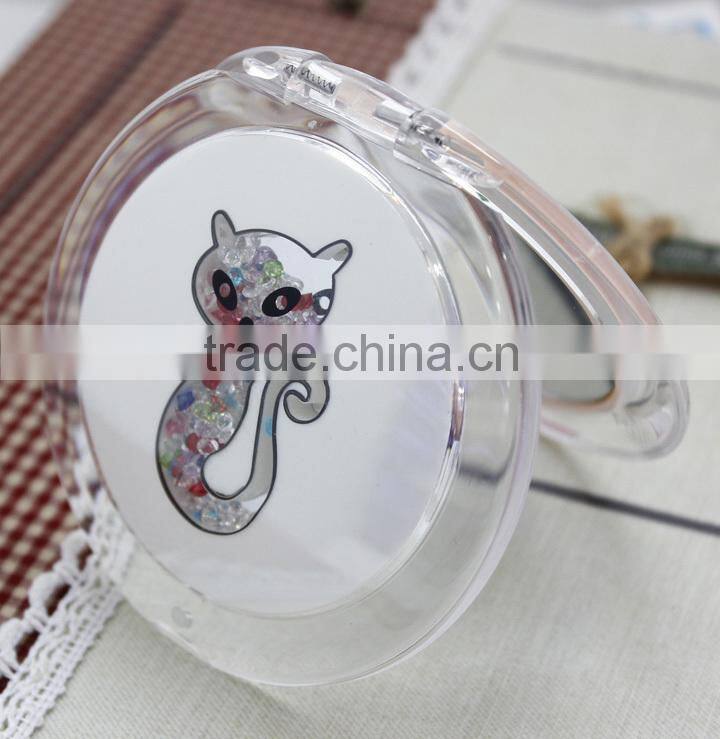 2015 newly round foldable plastic travel mirror,ME108