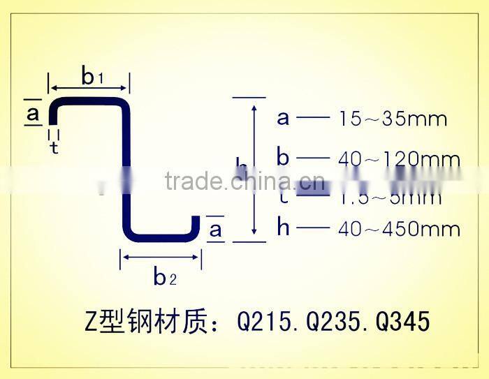 Light steel Z Type roofing Purlin