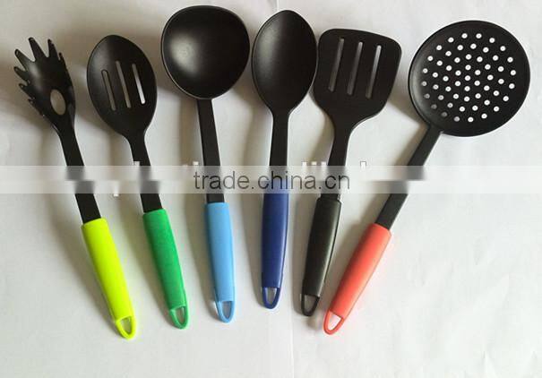 Wholesale Colorful Transparent Silicone Kitchen Utensil Set of 6 Pieces with Nylon Inside/Kitchen Cooking Utensil Set