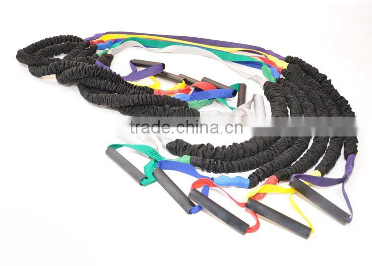 Extra Heavy 4 Feet sleeved latex fitness chest expander exercises