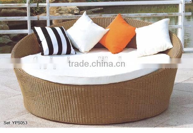 00 outdoor furnitue for garden comfortable round sun rattan sofa bed YPS053