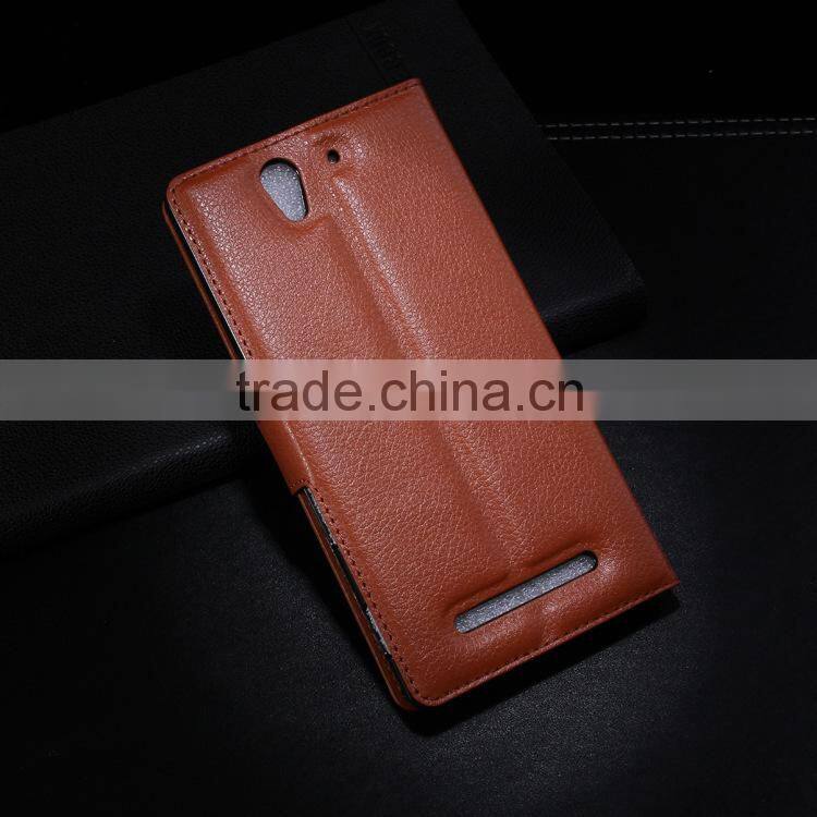 Litchi Pattern Soft Wallet Stand Leather Case For Sony Xperia C3