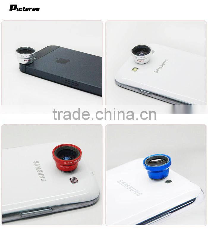 magnifying lens wide angle lens+macro lens+fisheye lens for phone