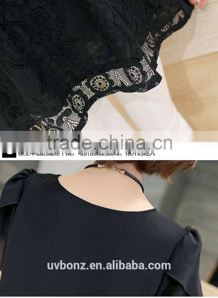 Ladies Black lace blouse tops