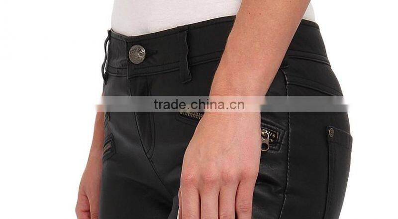 tight sexy zipper decoration leather pant