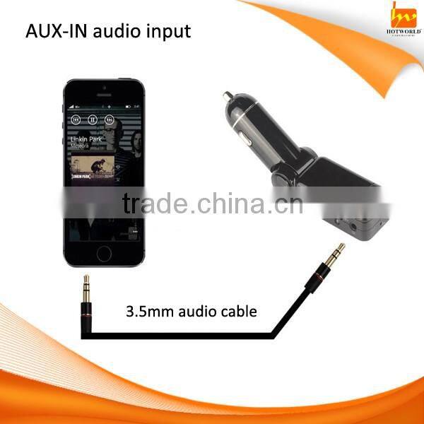 adjustable 2usb ports car charger for mobile phone tablet charging and music playing