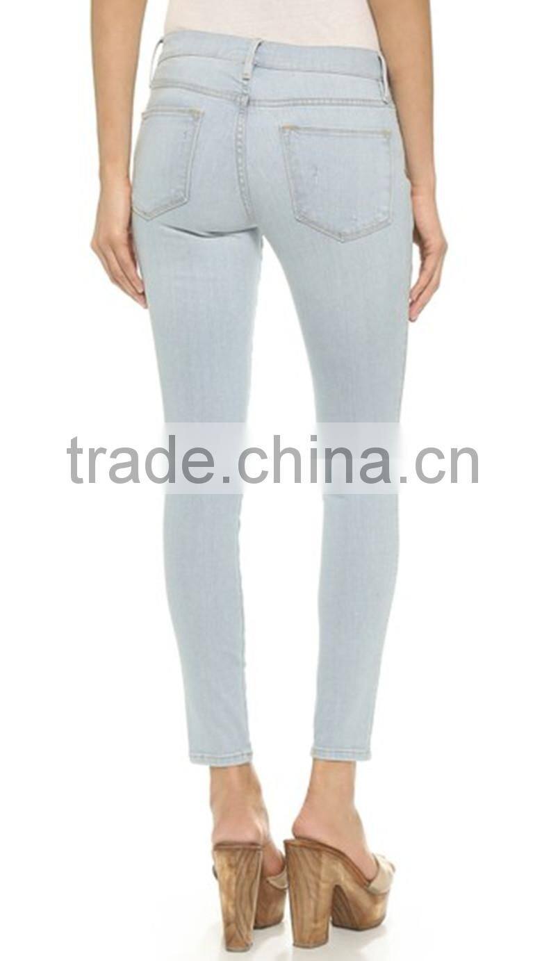 High Quality Cotton Spandex Ladies High Waist Denim Jeans