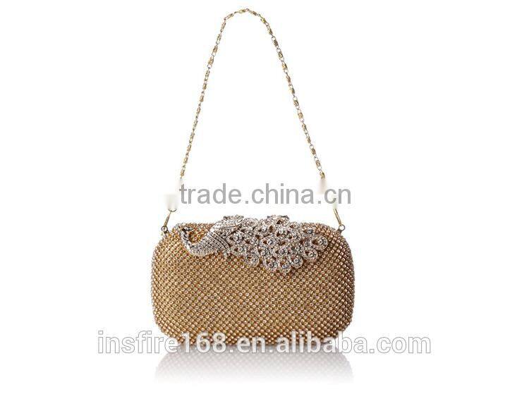 Fashion ladies handbags crystal rhinestone evening bag class peacock evening bag