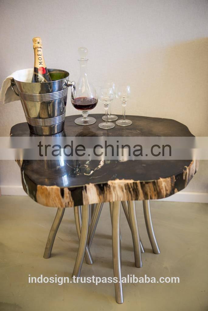 Petrified wood side table