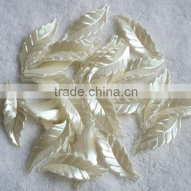 double oil painting ABS plastic big size hair accessory leaf pearl with hole