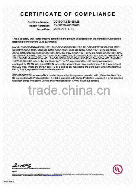 UL DLC Certification and Magnesium Alloy housing 200w led outdoor parking lot lighting