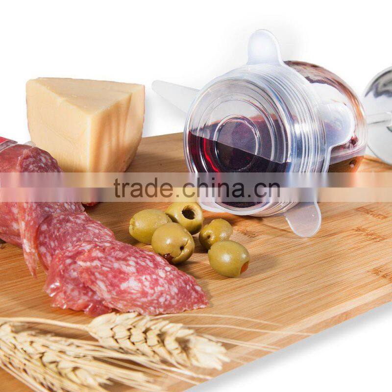 OEM silicone stretch lids set of 5 , Silicone Cup translucent lids