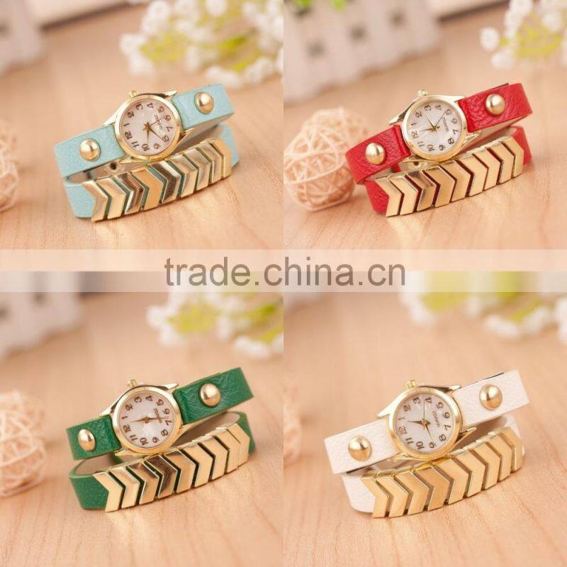 In Stock Geneva Perempuan Dots Kain Syal Band Circum Analog Pergelangan Kuarsa Menonton