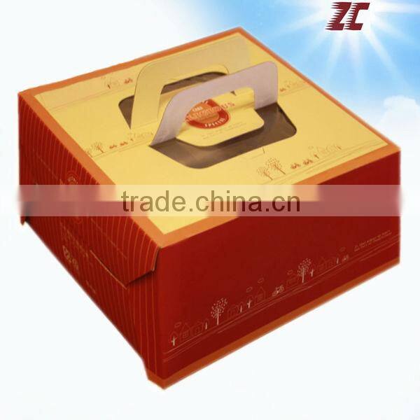 Hot Sale Take Away Paper Cake Box with Handle for Food Packaging