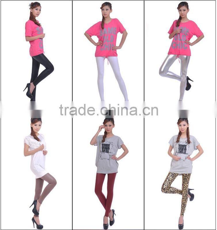 Multicolors leather look fashion sexy women high-waist leggings