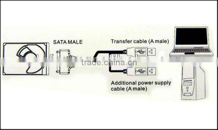 New Black USB 2.0 For 2.5" HDD to SATA 7+15 Pin 22Pin Adapter Cable