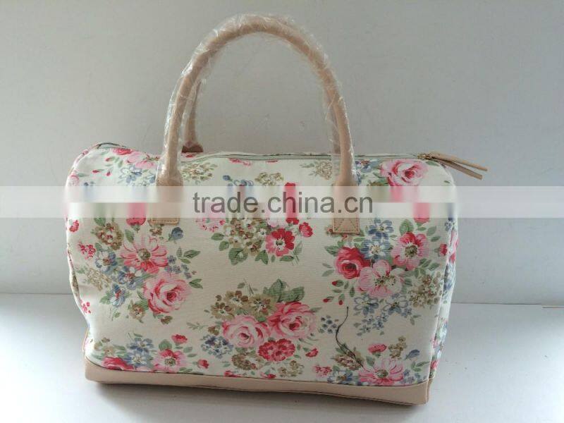 Pringted Canvas travel bag with cosmetic bag