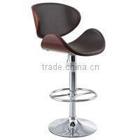 Inspired Lounge Chair + Ottoman Walnut Veneer Black Italian Leather #HY2112