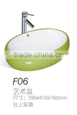 C20 Fashion above counter art basin in green color for bathroom