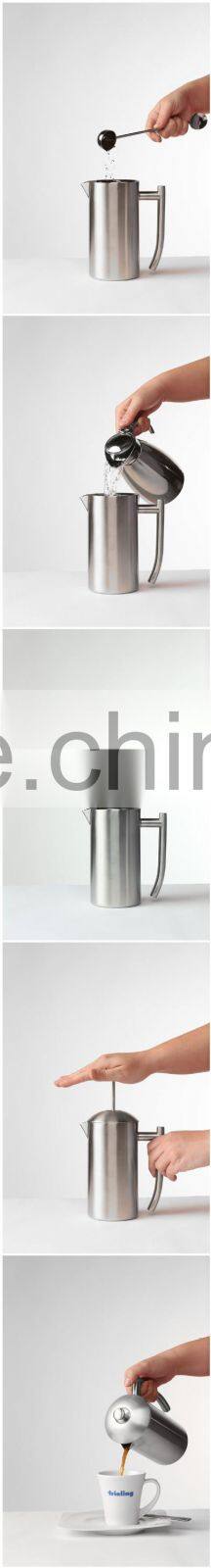 1000ml Satin Polished Stainless Steel Double-Wall coffee press