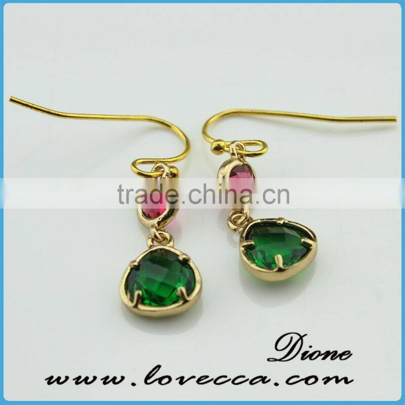 Gold Silver Glass Pendant Earrings Water Drop Stone Stud Earrings