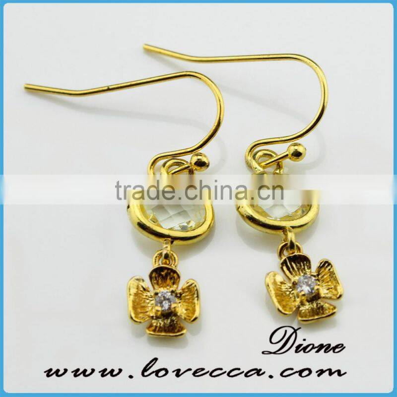 Gold Silver Glass Pendant Earrings Water Drop Stone Stud Earrings