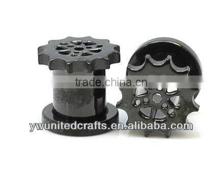 Sprocket Blackline Screw Fit Flesh Tunnels Ear Gauge Plugs