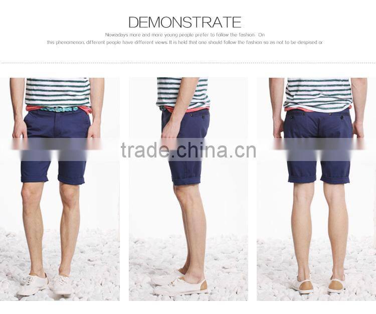 High waist casual tight slimming cotton mens chino shorts