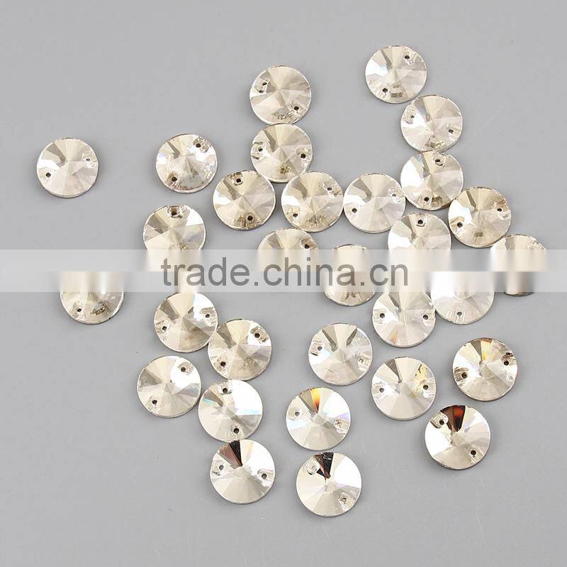 2015 New Fashion Flat Back Round Sew On Stone For Garment