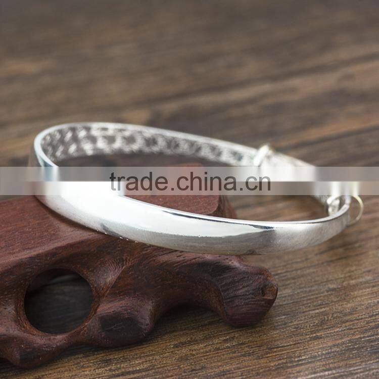Plain silver plated expandable bangle costume jewelry fashion bracelets for women jewellery wholesale