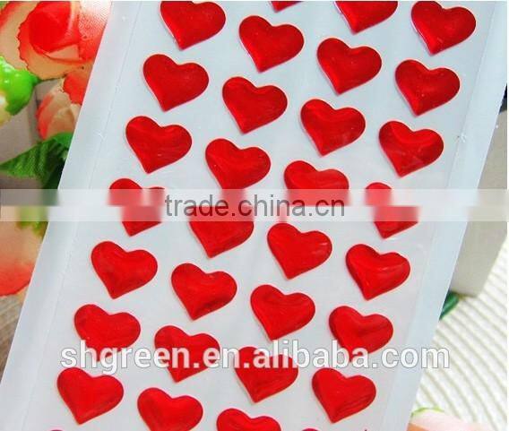 Small heart crystal resin dome sticker for mobile phone