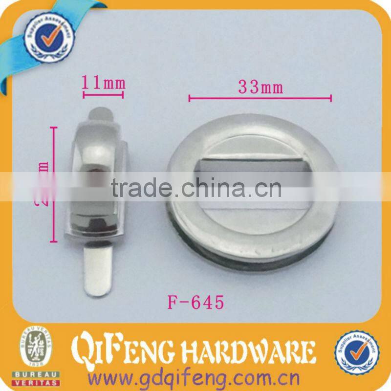 good quality circle zinc alloy metal bag turn lock,handbag lock,bag accessories,qifeng,f-645