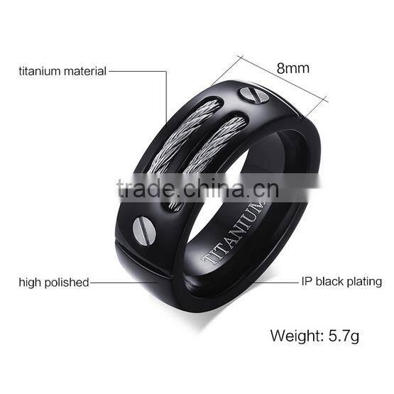 KSF Wholesale 8mm Black Titanium Rings With Cable Latest Design Rings Wholesale Alibaba