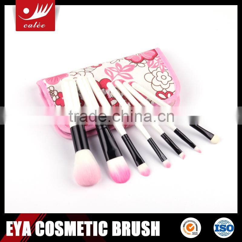 7pcs flower wallet make up brushes set