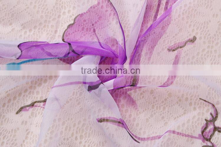 Spring Summer New Women's Georgette Chiffon Flower Printed Scarf Wraps Shawl Stole Soft