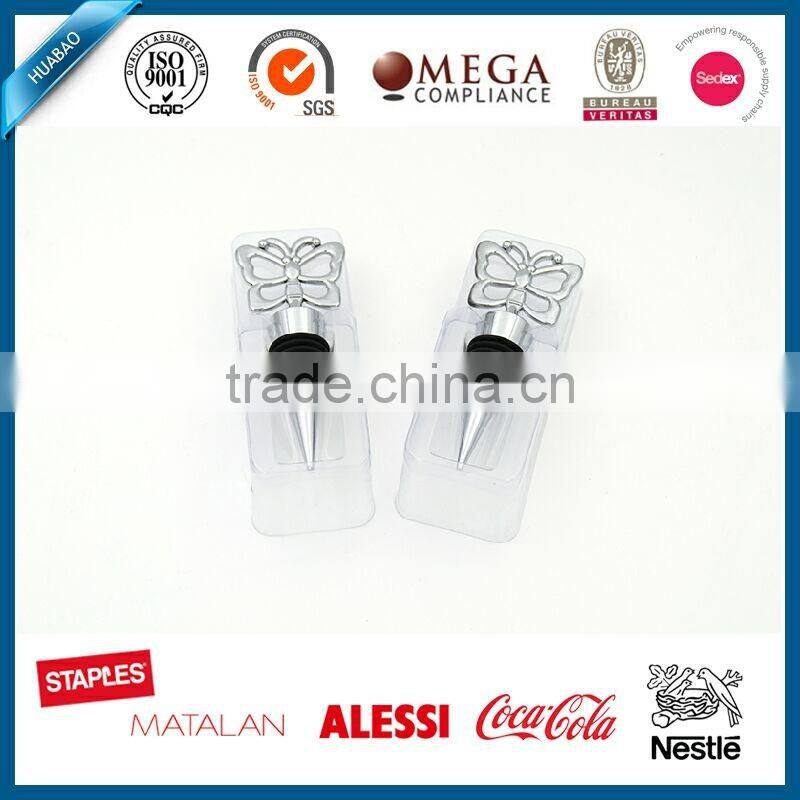 Beautiful butterfly shape stainless steel wine bottle stopper metal bottle cap wine stopper