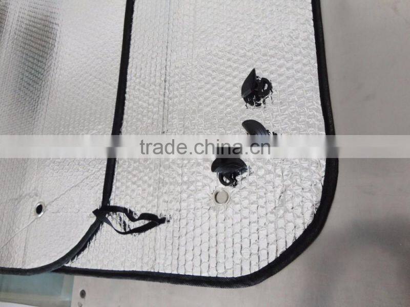 Foldable sun plain car visor PE bubble aluminum foil with 2 elastic bands for better storage