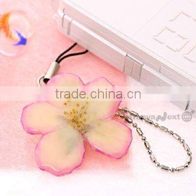 Beautiful resin jewelry real flower for mobile