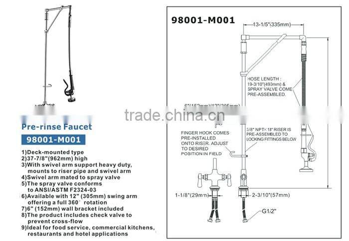 Deck Mounted Type Pre Rinse Faucet or Spray