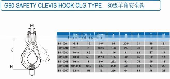 13mm Drop forged alloy steel g80 safety clevis hook